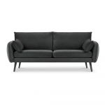 Canapea cu tapițerie din catifea Kooko Home Lento, 198 cm, gri închis