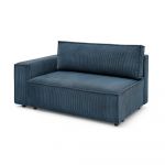 Modul pentru canapea albastru închis cu tapițerie din catifea reiată (cu colț pe partea stângă ) Nihad modular – Bobochic Paris