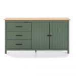 Comodă verde/în culoare naturală joasă din lemn masiv de pin 150x80 cm Miranda – Marckeric