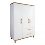 Șifonier pentru copii alb cu aspect de lemn de stejar 135x200 cm Finn – Roba