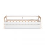 Pat pentru copii cu extensie alb/cu aspect de lemn de pin 90x200 cm Carrie – Marckeric