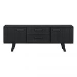 Comodă TV neagră din lemn de pin 150x55 cm Watch – De Eekhoorn