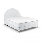 Pat boxspring 160x200 cm gri deschis cu spațiu de depozitare Sunset – Cosmopolitan Design