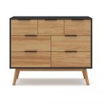 Comodă negru/natural joasă din lemn de pin 120x83 cm Lavis – Marckeric