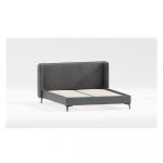 Pat gri închis tapițat cu somieră 90x200 cm Basti – Ropez