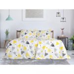 Lenjerie de pat galbenă/albă din țesătură crep pentru pat de o persoană 140x200 cm Top Class – B.E.S.