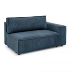Modul pentru canapea albastru închis cu tapițerie din catifea reiată (cu colț pe partea dreaptă) Nihad modular – Bobochic Paris