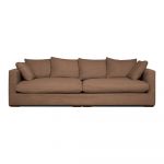 Canapea maro deschis cu tapițerie din catifea reiată 266 cm Comfy – Scandic