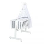 Pătuț leagăn alb-gri cu roți și baldachin 40x90 cm Miffy – Roba