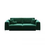 Canapea extensibilă din catifea devichy Rothe, 256 cm, verde închis