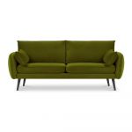 Canapea cu tapițerie din catifea Kooko Home Lento, 198 cm, verde