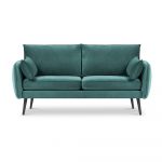 Canapea cu tapițerie din catifea Kooko Home Lento, 158 cm, albastru petrol