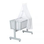Pătuț leagăn gri cu roți și baldachin 40x90 cm Strenenzauber – Roba