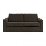 Canapea maro extensibilă din catifea reiată 197 cm Elbeko - Scandic