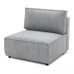 Modul pentru canapea gri deschis cu tapițerie din catifea reiată (de mijloc) Nihad modular – Bobochic Paris