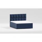 Pat matrimonial albastru închis tapițat cu spațiu de depozitare 180x200 cm Flip – Ropez
