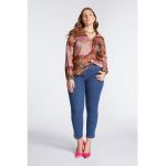 Bluza cu decolteu in V si imprimeu abstract