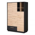 Șifonier pentru copii gri antracit/cu aspect de lemn de stejar 132x195 cm Lenn – Roba