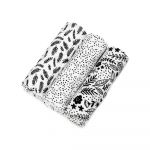 Set 3 scutece din bumbac T-TOMI Tetra Black, 70 x 70 cm