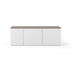 Comodă albă cu uși și blat cu aspect de lemn de nuc TemaHome Join, 160x57 cm