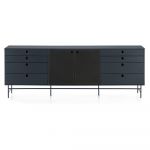 Comodă Teulat Punto, lungime 212 cm, negru-albastru