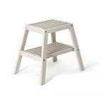Scaun din lemn de stejar Wireworks Slatted Stool, gri