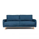 Canapea albastră extensibilă cu tapițerie din catifea reiată 218 cm Tori – Bonami Selection