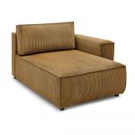 Modul pentru canapea galben muștar cu tapițerie din catifea reiată (cu colț pe partea dreaptă) Nihad modular – Bobochic Paris