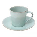 Ceașcă din gresie ceramică cu farfurioară Costa Nova, 190 ml, turcoaz