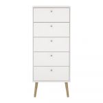 Comodă albă înaltă 50x120 cm Bodo – Tvilum