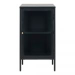 Comodă cu uși de sticlă Unique Furniture Carmel, lungime 45,3 cm, negru