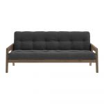 Canapea gri extensibilă cu tapițerie din catifea reiată 204 cm Grab - Karup Design
