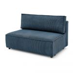 Modul pentru canapea albastru închis cu tapițerie din catifea reiată (de mijloc) Nihad modular – Bobochic Paris