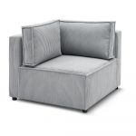Modul pentru canapea gri deschis cu tapițerie din catifea reiată (cu colț variabil) Nihad modular – Bobochic Paris