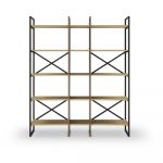 Bibliotecă în culoare naturală cu aspect de lemn de stejar 143,5x175 cm Ara – Marckeric