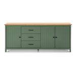Comodă verde/în culoare naturală joasă din lemn masiv de pin 190x80 cm Miranda – Marckeric