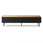 Masă TV neagră/în culoare naturală cu aspect de lemn de stejar 180x45 cm Arista – Teulat