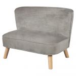 Canapea pentru copii gri deschis cu tapițerie din catifea 70 cm Lil Sofa – Roba
