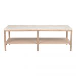 Măsuță de cafea albă/în culoare naturală cu blat din piatră 140x60 cm Orwel - Rowico