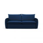 Canapea albastru-închis extensibilă cu tapițerie din catifea 214 cm Vienna – Cosmopolitan Design