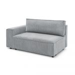 Modul pentru canapea gri deschis cu tapițerie din catifea reiată (cu colț pe partea stângă ) Nihad modular – Bobochic Paris
