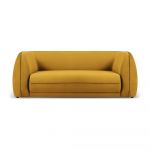 Canapea galbenă cu tapițerie din catifea 190 cm Lando – Micadoni Home