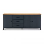Comodă albastru-închis din lemn masiv de pin 190x80 cm Miranda – Marckeric