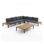 Set mobilier de grădină gri/în culoare naturală pentru 5 persoane Nydri - Tomasucci
