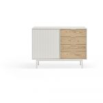 Comodă joasă albă în decor de stejar 108x80 cm Sierra - Teulat
