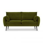 Canapea cu tapițerie din catifea Kooko Home Lento, 158 cm, verde