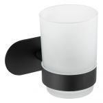 Pahar din sticlă mată pentru periuțe de dinți Orea Black - Wenko