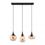 Lustră neagră/portocalie cu abajur din sticlă Lumina – Trio