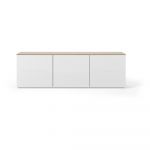 Comodă albă cu sertare cu blat cu aspect de lemn de stejar TemaHome Join, 180 x 57 cm