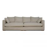 Canapea bej cu tapițerie din catifea reiată 266 cm Comfy – Scandic